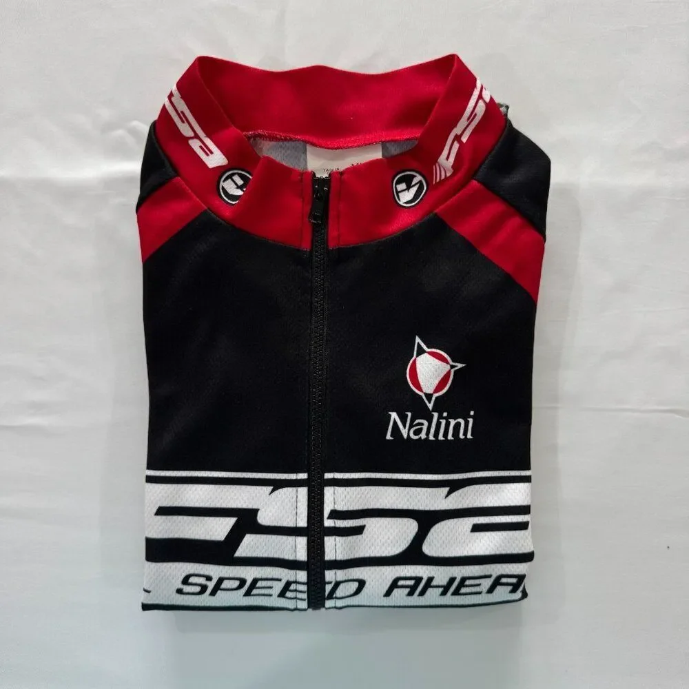 FSA Full Speed Ahead Mens XL Red Black Full-Zip Cycling Jersey Pristine Italy